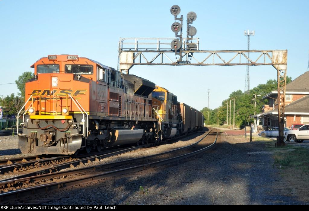 Loaded coal train rolls east